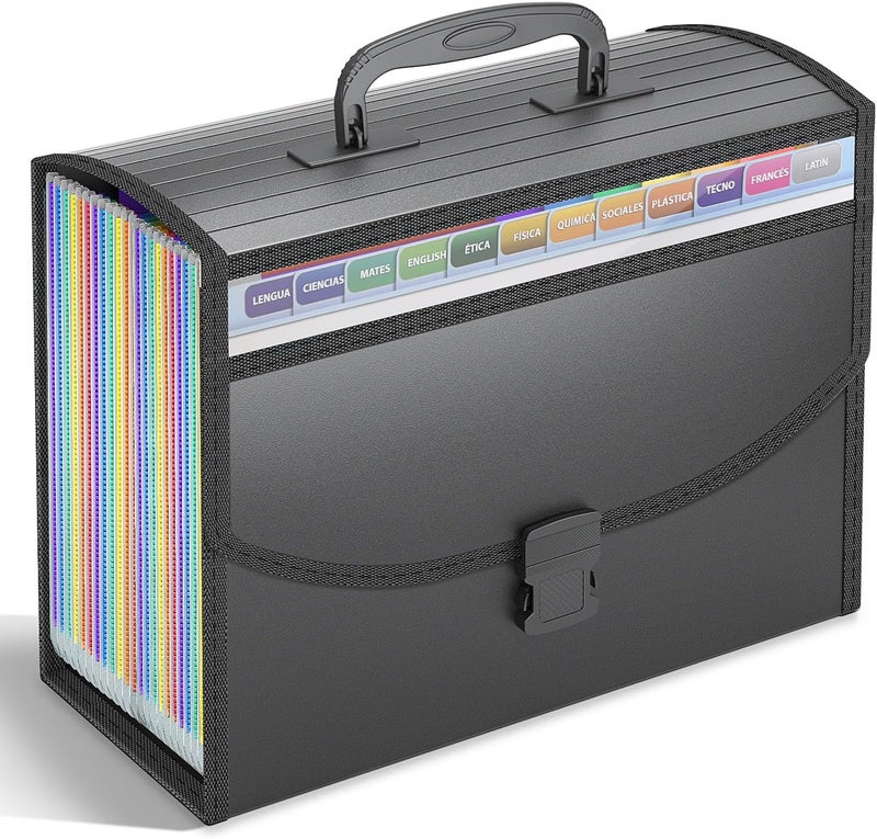 TCJ 25 Pockets Accordion File Organizer with Handle,Expanding File Folders for Documents, A4/Letter Size Paper,a-z Tabs,Perfect Expandable Accordian Filing Folders with Visible Window - Image 1